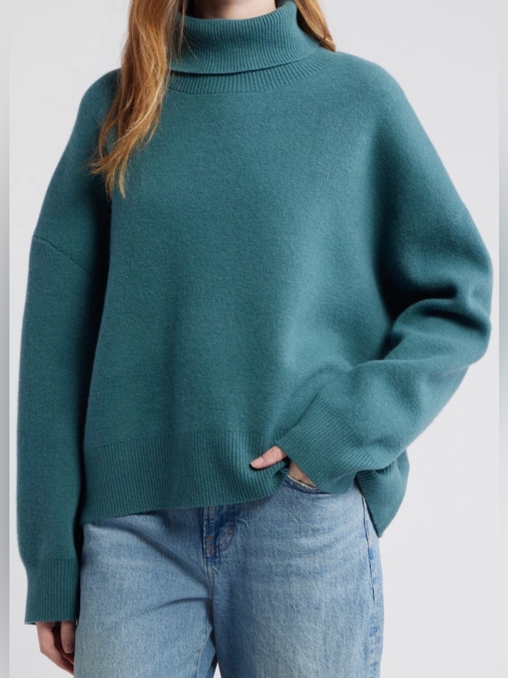 Free People Teal Turtleneck Sweater